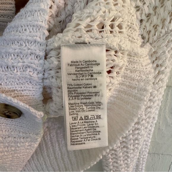 J. Crew Cropped Cardigan Sweater Textured Pointelle Crochet White size Small - Picture 7 of 8